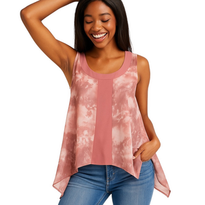 CECICO NWT! Dusty Rose Floral High-Low w/ Fancy Back Cut-Out Tank Top Size S